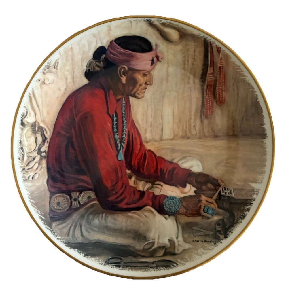 Gorham Collectors Plate Navajo Silversmith E. Martin Hennings 2nd‎ Edition 1977